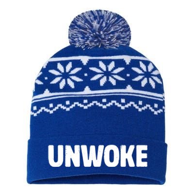 Unwoke The Woke Funny Gift USA-Made Snowflake Beanie