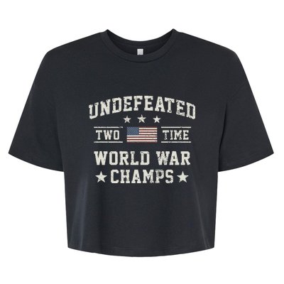 Undefeated Twotime World War Champs Usa Bella+Canvas Jersey Crop Tee