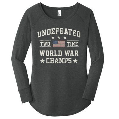 Undefeated Twotime World War Champs Usa Women's Perfect Tri Tunic Long Sleeve Shirt