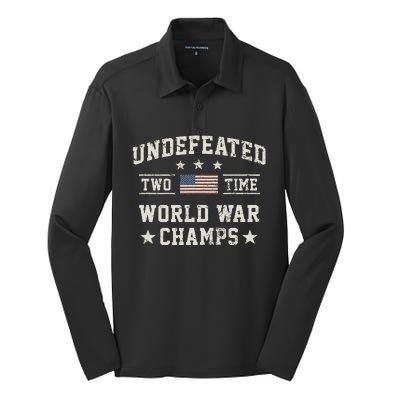 Undefeated Twotime World War Champs Usa Silk Touch Performance Long Sleeve Polo