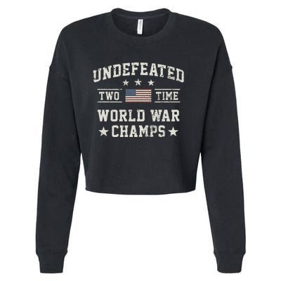 Undefeated Twotime World War Champs Usa Cropped Pullover Crew