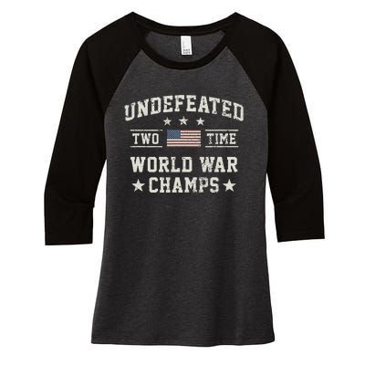 Undefeated Twotime World War Champs Usa Women's Tri-Blend 3/4-Sleeve Raglan Shirt