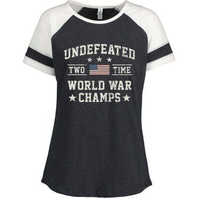 Undefeated Twotime World War Champs Usa Enza Ladies Jersey Colorblock Tee