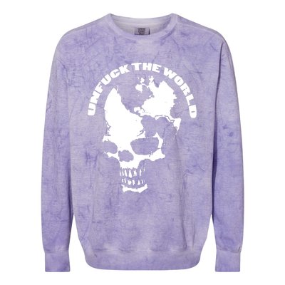 Unfuck The World Skull Colorblast Crewneck Sweatshirt