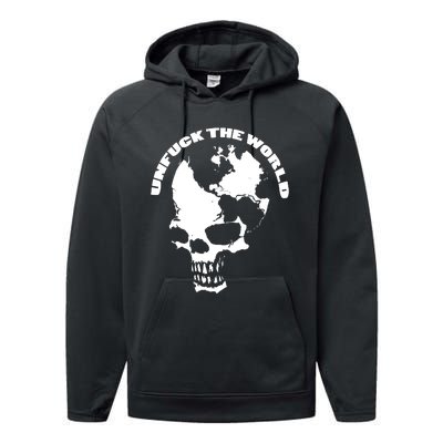 Unfuck The World Skull Performance Fleece Hoodie