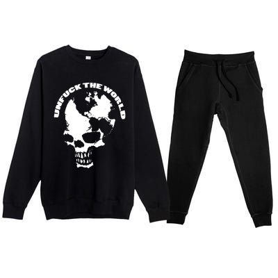 Unfuck The World Skull Premium Crewneck Sweatsuit Set