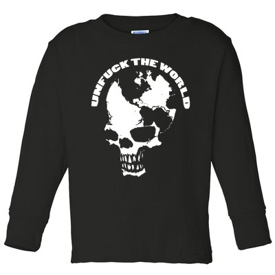 Unfuck The World Skull Toddler Long Sleeve Shirt