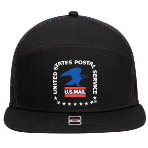 Usps Us Air Mail Seal Flat Bill Trucker 7 Panel Mesh Trucker Snapback Hat