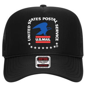 Usps Us Air Mail Seal Flat Bill Trucker High Crown Mesh Back Trucker Hat