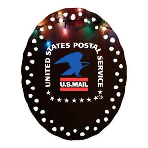 Usps Us Air Mail Seal Flat Bill Trucker Ceramic Oval Ornament