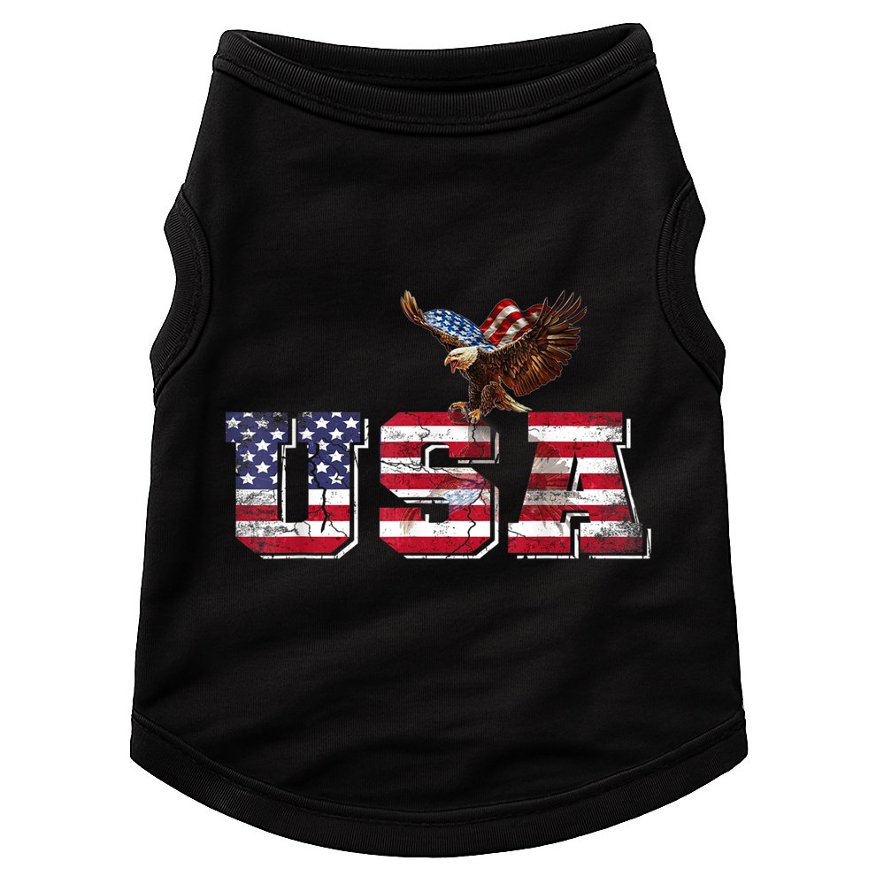 USA US American Flag Patriotic 4th Of July Bald Eagle Merica Doggie Tank