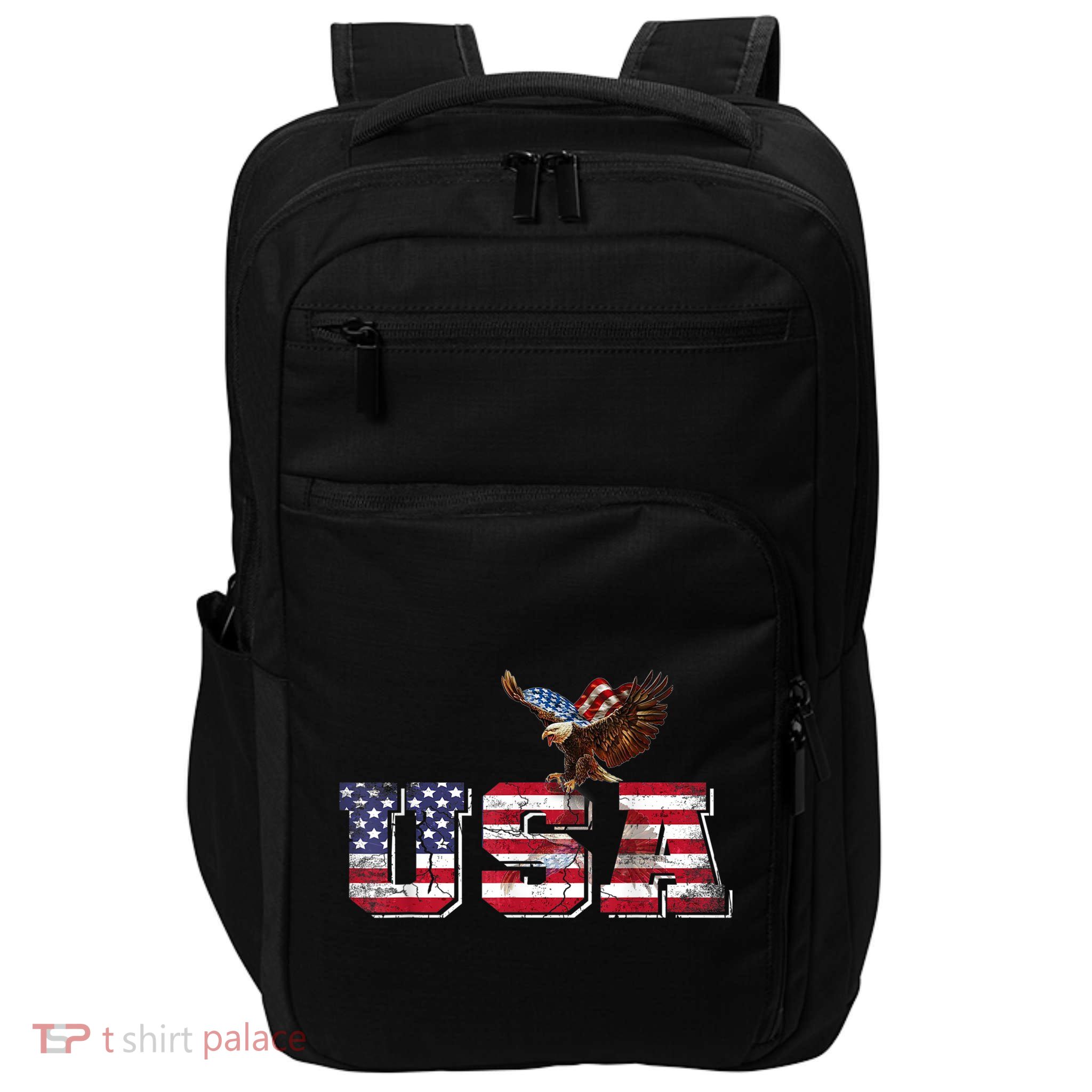 USA US American Flag Patriotic 4th Of July Bald Eagle Merica Impact Tech Backpack