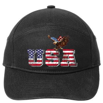 USA US American Flag Patriotic 4th Of July Bald Eagle Merica 7-Panel Snapback Hat