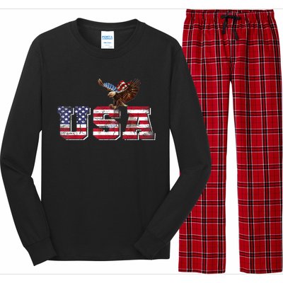 USA US American Flag Patriotic 4th Of July Bald Eagle Merica Long Sleeve Pajama Set