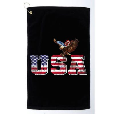 USA US American Flag Patriotic 4th Of July Bald Eagle Merica Golf Towel