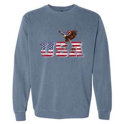 USA US American Flag Patriotic 4th Of July Bald Eagle Merica Garment-Dyed Sweatshirt