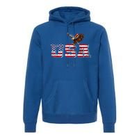 USA US American Flag Patriotic 4th Of July Bald Eagle Merica Premium Hoodie