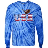 USA US American Flag Patriotic 4th Of July Bald Eagle Merica Tie-Dye Long Sleeve Shirt