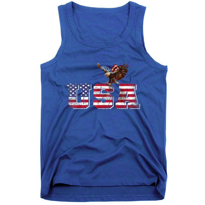 USA US American Flag Patriotic 4th Of July Bald Eagle Merica Tank Top