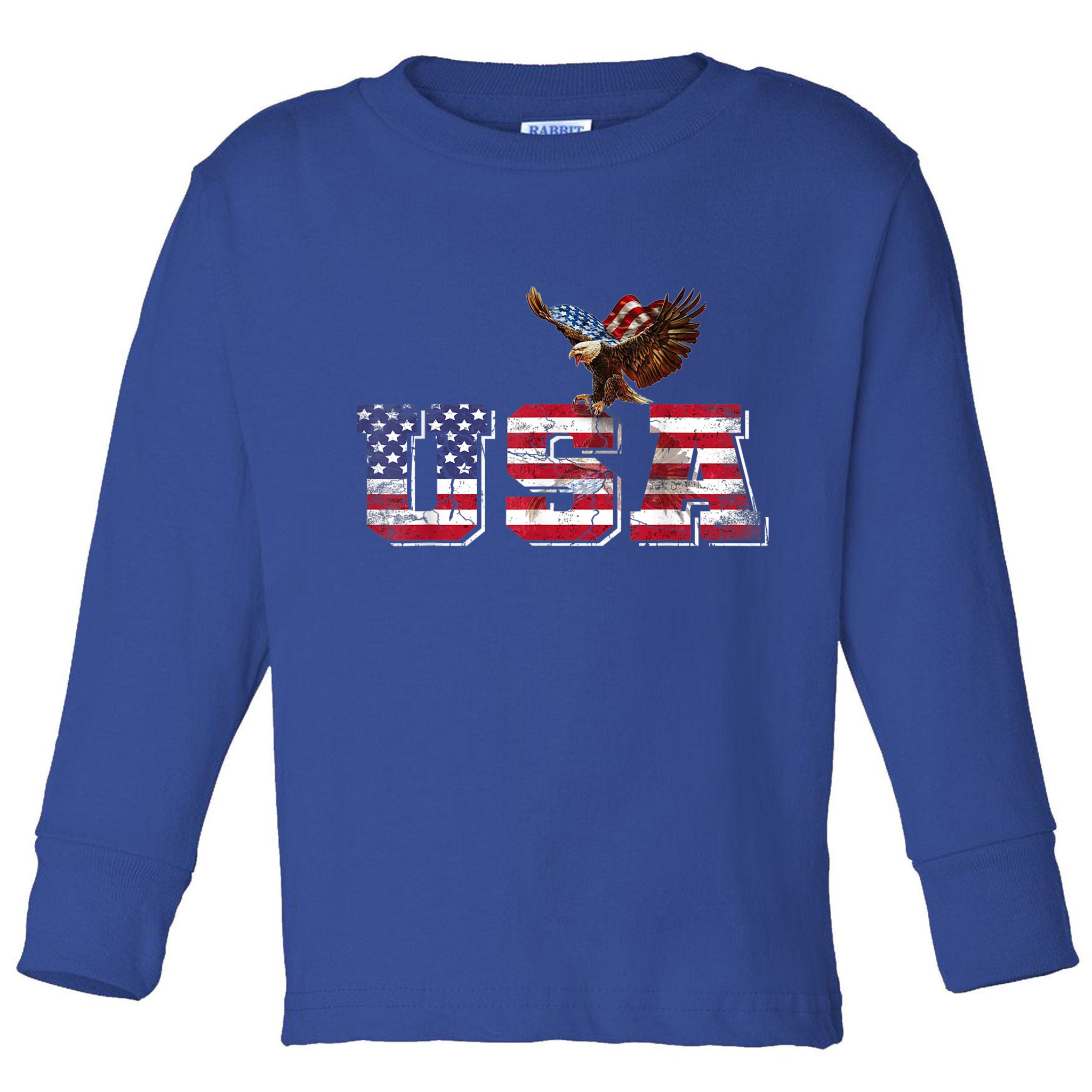 USA US American Flag Patriotic 4th Of July Bald Eagle Merica Toddler Long Sleeve Shirt
