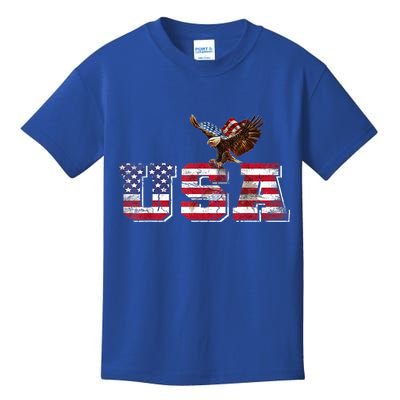 USA US American Flag Patriotic 4th Of July Bald Eagle Merica Kids T-Shirt