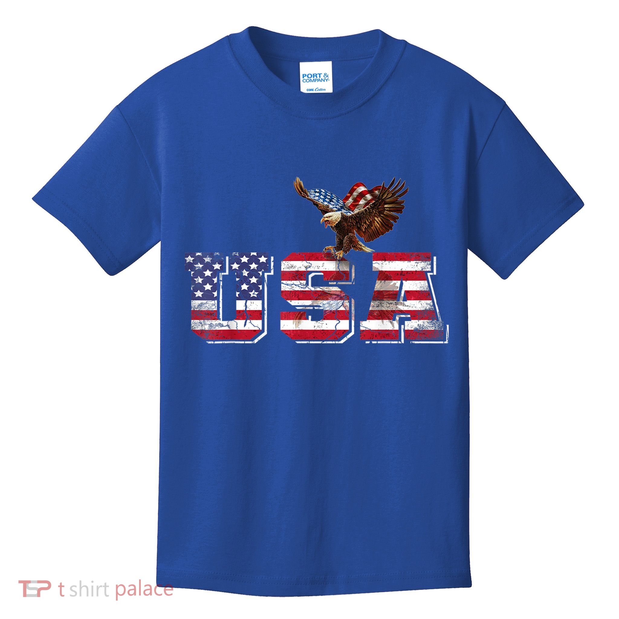 USA US American Flag Patriotic 4th Of July Bald Eagle Merica Kids T-Shirt