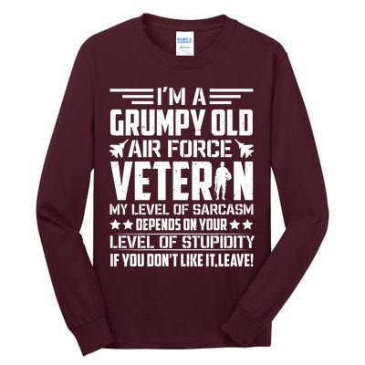 USAF US Air Force Emblem Military Airplane, Retired Air Force Sarcastic Slogan Tall Long Sleeve T-Shirt