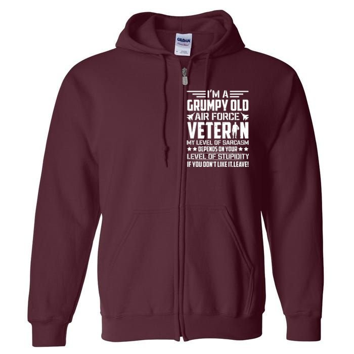 USAF US Air Force Emblem Military Airplane, Retired Air Force Sarcastic Slogan Full Zip Hoodie