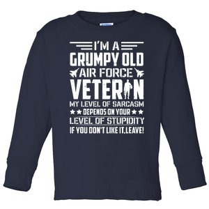 USAF US Air Force Emblem Military Airplane, Retired Air Force Sarcastic Slogan Toddler Long Sleeve Shirt