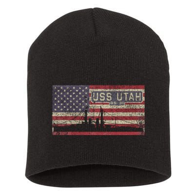 Uss Utah Bb31 Ww1 Battleship Usa American Flag Short Acrylic Beanie