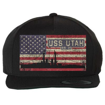 Uss Utah Bb31 Ww1 Battleship Usa American Flag Wool Snapback Cap