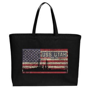 Uss Utah Bb31 Ww1 Battleship Usa American Flag Cotton Canvas Jumbo Tote