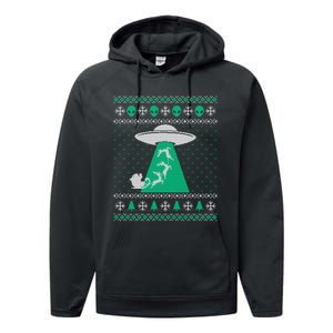 Ufo Ugly Christmas Sweater Alien Santa Ugly Xmas Sweater Sweatshirt Performance Fleece Hoodie