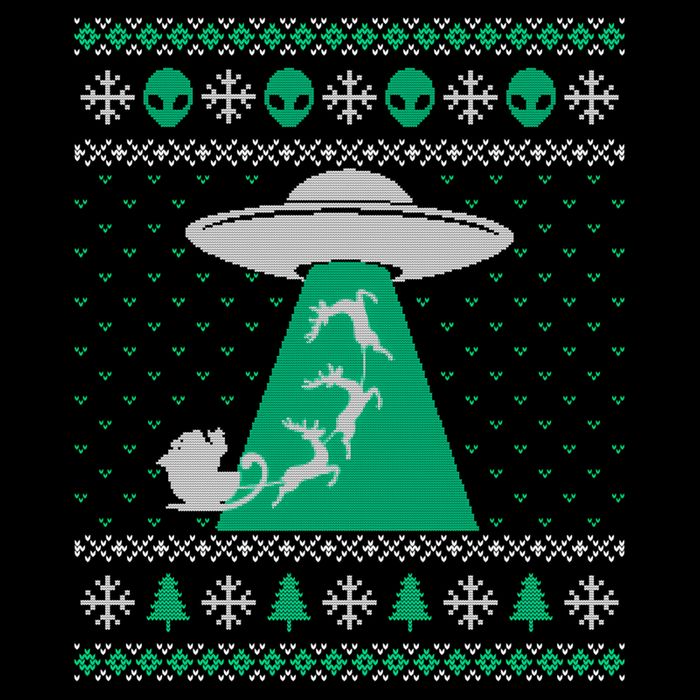Ufo Ugly Christmas Sweater Alien Santa Ugly Xmas Sweater Sweatshirt 7-Panel Snapback Hat