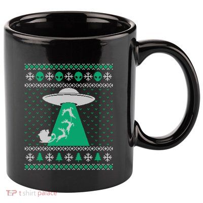 Ufo Ugly Christmas Sweater Alien Santa Ugly Xmas Sweater Sweatshirt 11oz C Handle Ceramic Mug