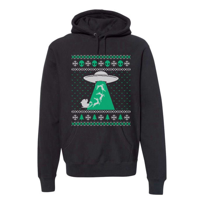 Ufo Ugly Christmas Sweater Alien Santa Ugly Xmas Sweater Sweatshirt Premium Hoodie