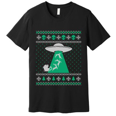Ufo Ugly Christmas Sweater Alien Santa Ugly Xmas Sweater Sweatshirt Premium T-Shirt