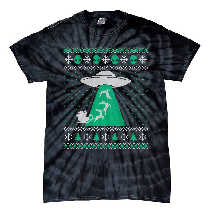 Ufo Ugly Christmas Sweater Alien Santa Ugly Xmas Sweater Sweatshirt Tie-Dye T-Shirt