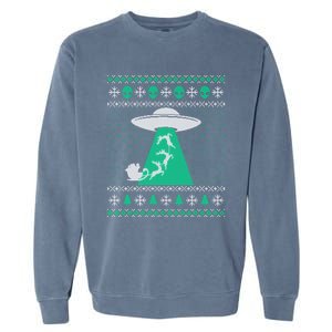 Ufo Ugly Christmas Sweater Alien Santa Ugly Xmas Sweater Sweatshirt Garment-Dyed Sweatshirt