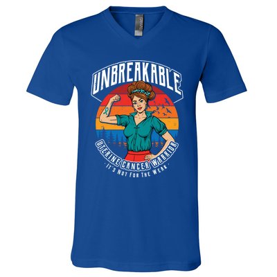 Unbreakable Uterine Cancer Warrior Sunset Gift V-Neck T-Shirt