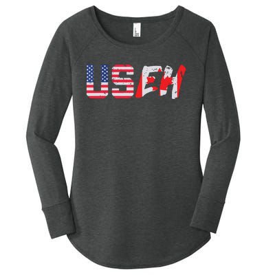 USeh USA Canada Eh Funny American Canadian Flag Women's Perfect Tri Tunic Long Sleeve Shirt