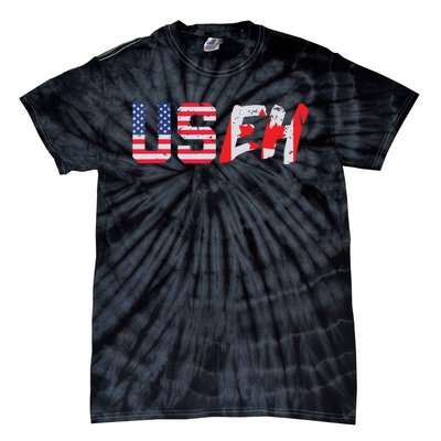 USeh USA Canada Eh Funny American Canadian Flag Tie-Dye T-Shirt