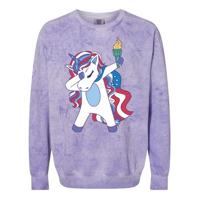 USA Unicorn Dabbing Colorblast Crewneck Sweatshirt