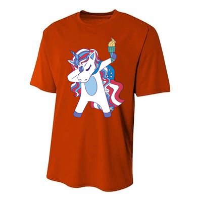 USA Unicorn Dabbing Performance Sprint T-Shirt