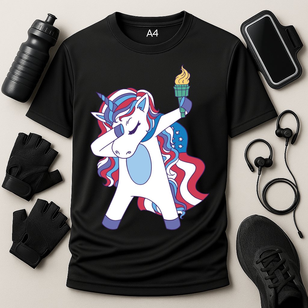USA Unicorn Dabbing Performance Shirt