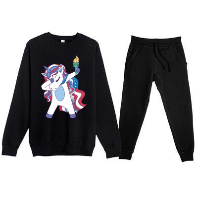 USA Unicorn Dabbing Premium Crewneck Sweatsuit Set