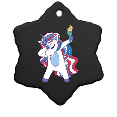 USA Unicorn Dabbing Ceramic Star Ornament