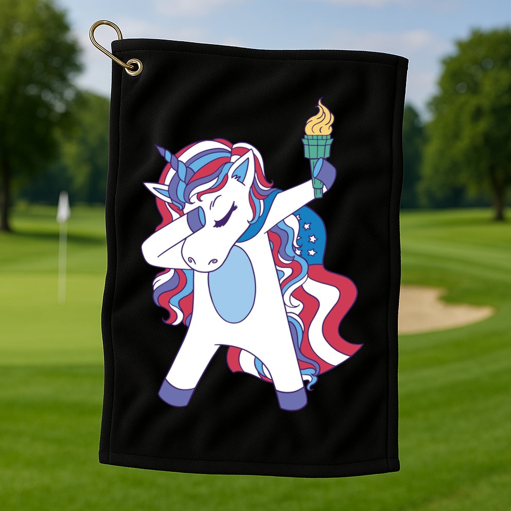 USA Unicorn Dabbing Golf Towel