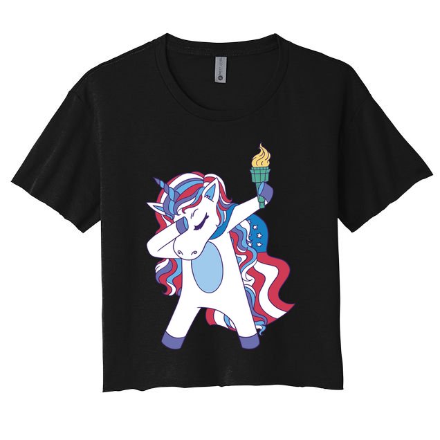 USA Unicorn Dabbing Crop Top