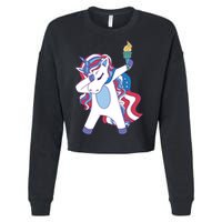 USA Unicorn Dabbing Cropped Pullover Crew